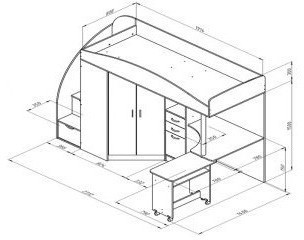 Детская кровать-чердак Теремок-1 Гранд, Дуб молочный / Салатовый