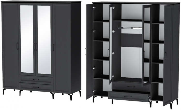 Шарм Шкаф Шк-4 Антрацит/Рамка/Зеркало