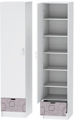 Детский Пенал Бриз МДФ, Белый/Ирис (Квадрат)