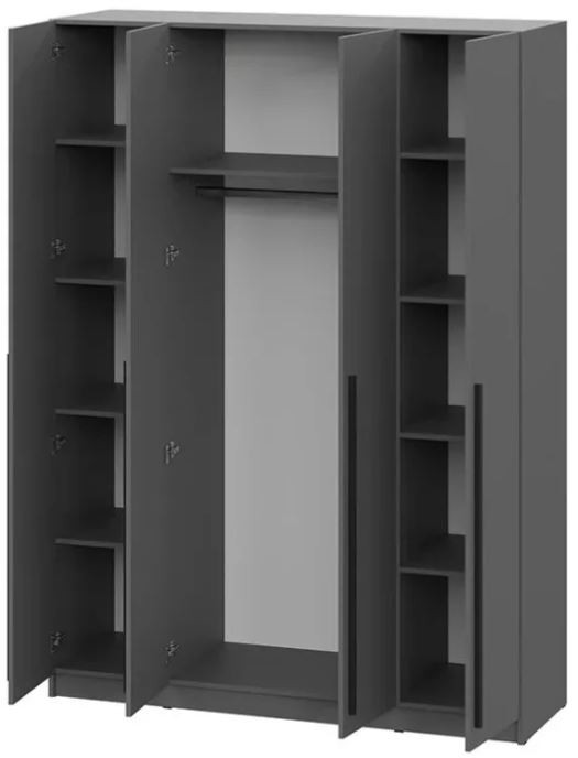 шкаф распашной Берген ШК-1600 серый графит/серый графит