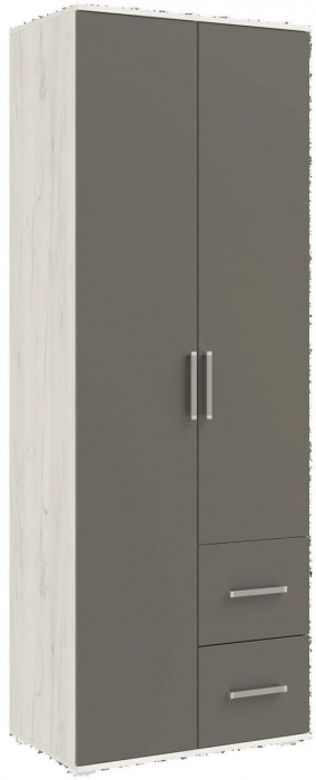 Фиеста NEW Шкаф двухстворчатый (Крафт белый, Графит)