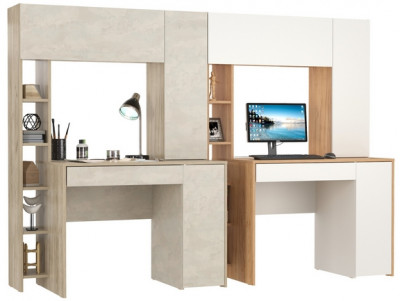 Два стола компьютерных Комфорт 12.71, дуб крафт серый/шёлковый камень/дуб золотой/белый