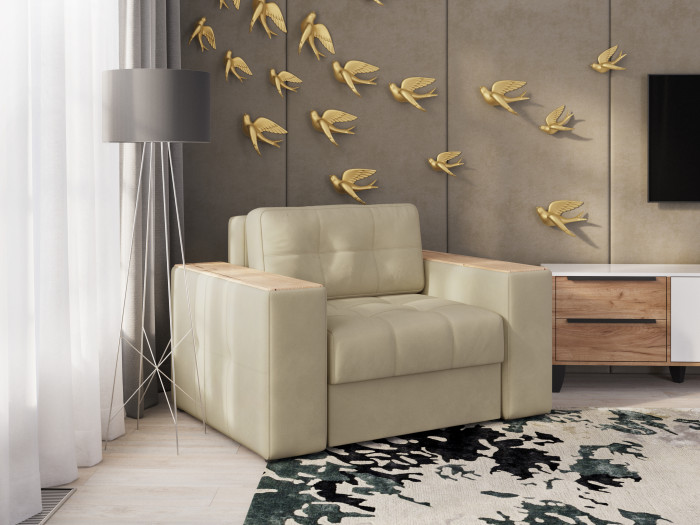 Кресло-кровать Виконт, Бежевый/Дуб канадский МДФ