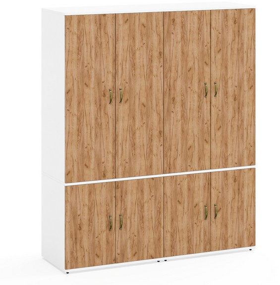 Лидер-8 Шкаф МД 19Б 2 шт., белый шагрень/крафт золото