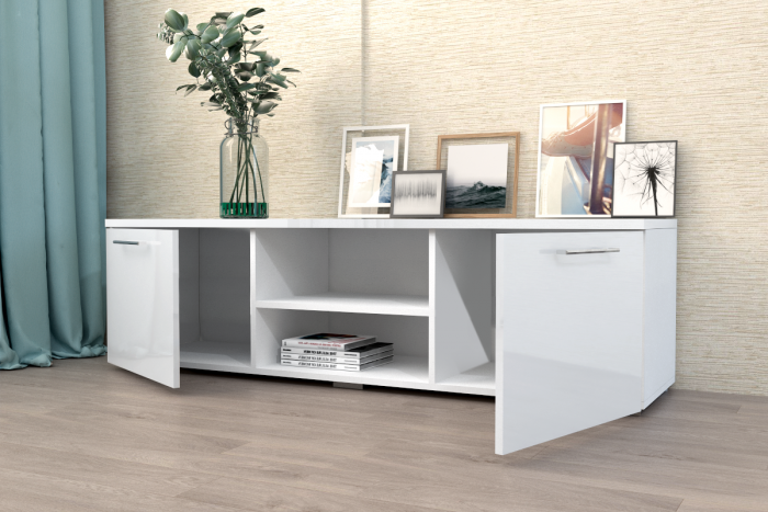 Тумба ТВ 1500, Белый/Белый Глянец