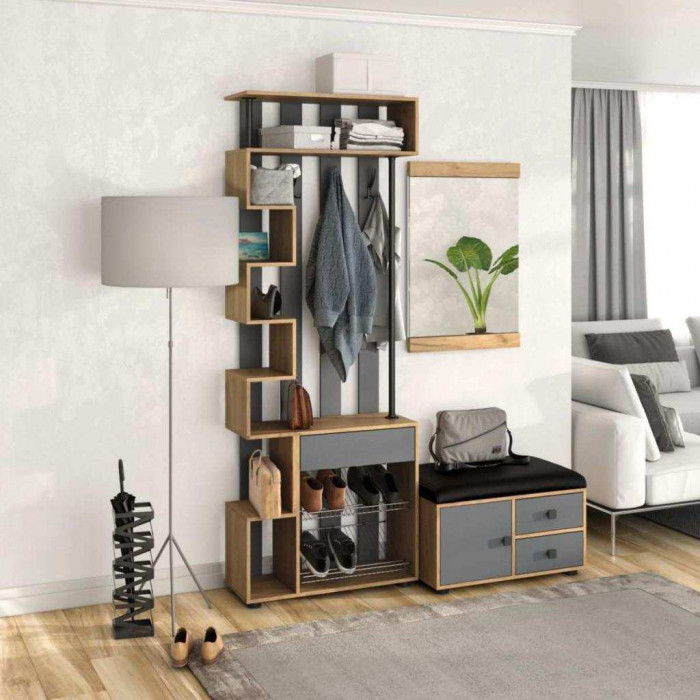 Тумба Мини-Лайт МЛ-5 дуб крафт/графит/черный к/з