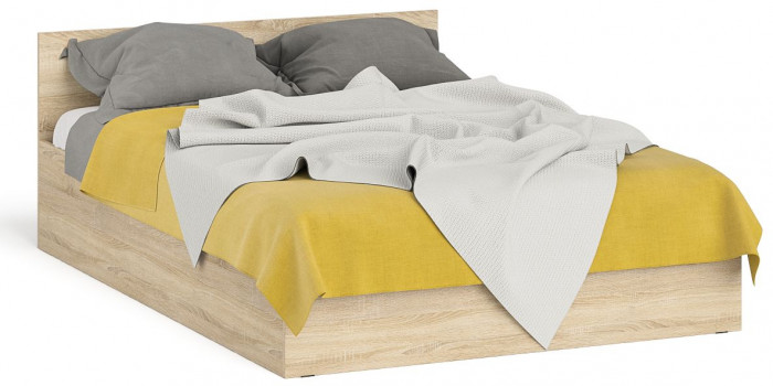 Мори Кровать 1400, цвет дуб сонома, ШхГхВ 143,5х203,5х70 см., сп.м. 1400х2000 мм., без матраса, основание есть