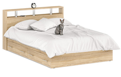 Камелия Кровать с ящиками 1400, дуб сонома