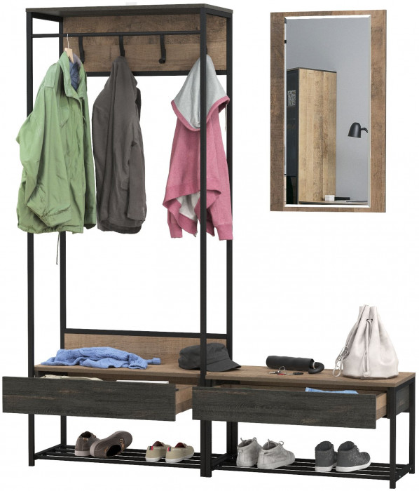 Трувор Прихожая 214, цвет дуб гранж песочный/интра, ШхГхВ 160х36,6х194,2 см., универсальная сборка