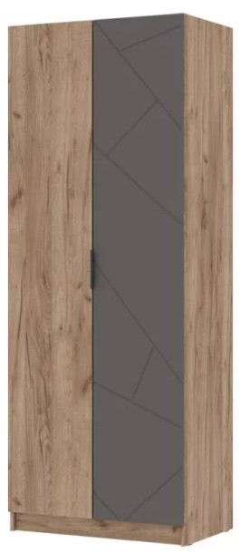 ОРЕГОН ШК 02 Шкаф 2х-створчатый (800х2100х500) Фасад МДФ АСФАЛЬТ СУПЕРМАТ,ДУБ КРАФТ ТАБАЧНЫЙ/Корпус ДУБ КРАФТ ТАБАЧНЫЙ