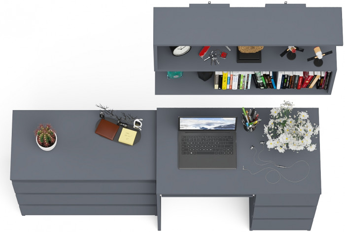 Мори компьютерный стол МС-6 правый + Комод МК800.1 + Полка 900, графит