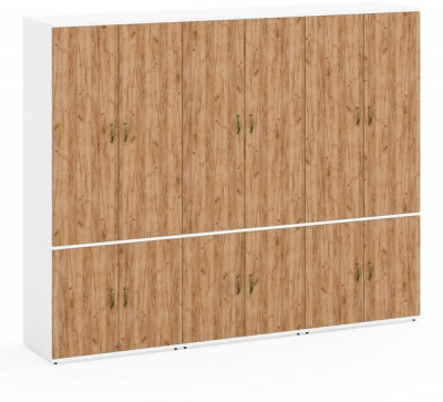 Лидер-8 Шкаф МД 19Б 3 шт., белый шагрень/крафт золото