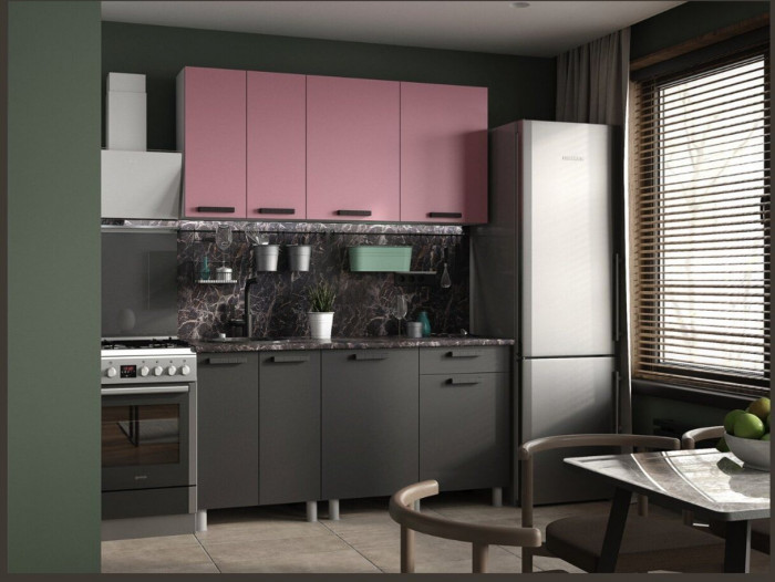 Кухонный гарнитур Осло 1,6м Сакура/Карбон вулкан