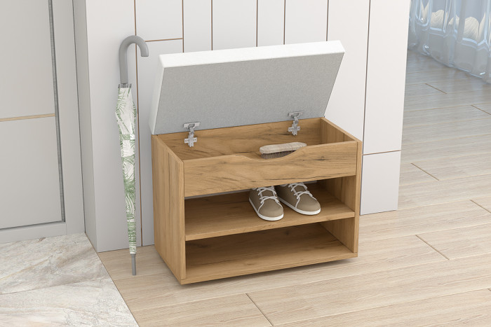 Обувница Мягкая №3, Дуб Крафт Золотой/Белый кжз.