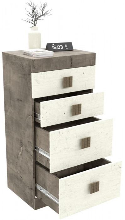 Комод с четырьмя ящиками "Лондон" - Дуб сонома/Капучино светлый