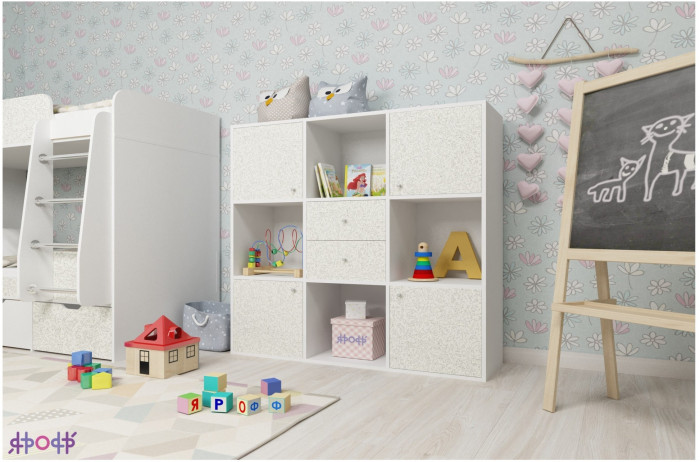 Стеллаж Джери (Ясень Анкор Темный/Оранжевый)