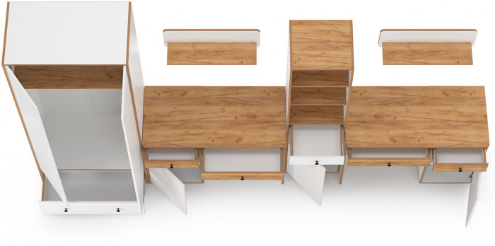 Вуди Компоновка № 30, белый премиум/дуб крафт золотой