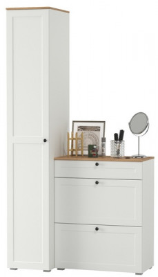 Остин Прихожая 10, цвет белый шагрень/дуб крафт золотой, ШхГхВ 120х54,3х229,6 см., универсальная сборка