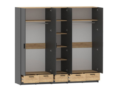 Спальня Оттавия 5 с зеркалами Антрацит / Дуб золотой