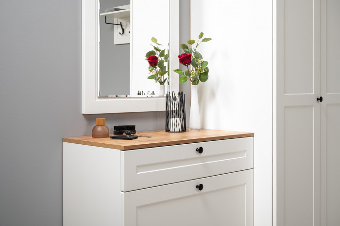 Остин Прихожая 34, белый шагрень/дуб крафт золотой