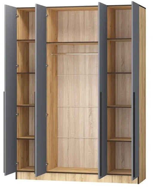 Шкаф Бастион 1600, Графит/Дуб крафт золотой