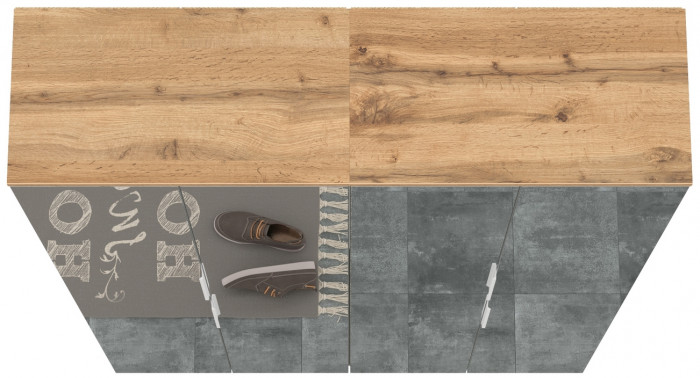 Октава 13.338 Шкаф для одежды + 13.338 Шкаф, серый графит/дуб крафт золотой/фасады МДФ серый графит и зеркало