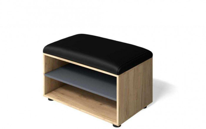 Обувница Мини-Лайт МЛ-8 дуб крафт/графит/черный к/з