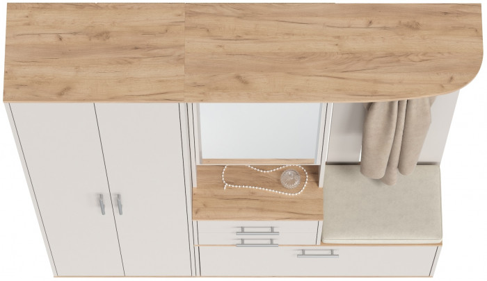 Прихожая 2-3430+2-3431дкз/к.с Домино - Комплект для прихожей, цвет дуб крафт золотой/кашемир серый, ШхГхВ 160х36х202 см., универсальная сборка