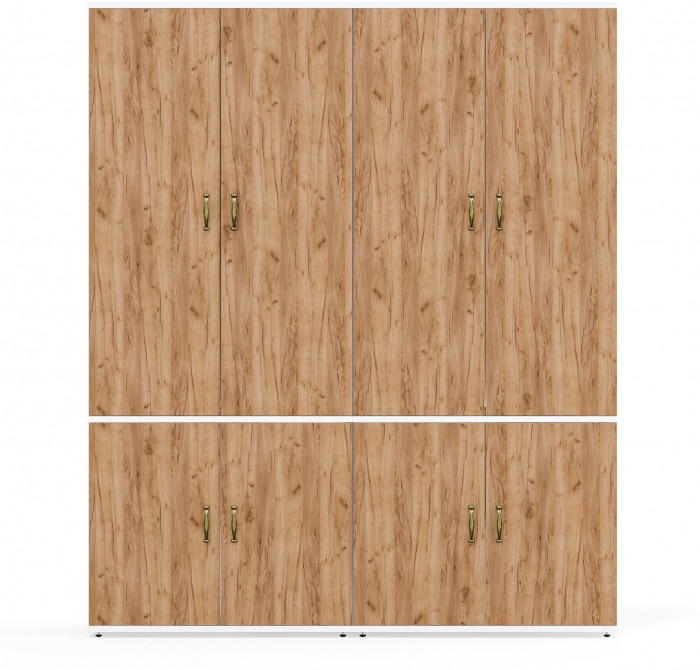 Лидер-8 Шкаф МД 20Б 2 шт., белый шагрень/крафт золото