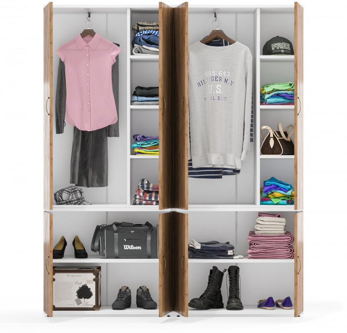 Лидер-8 Шкаф МД 20Б 2 шт., белый шагрень/крафт золото