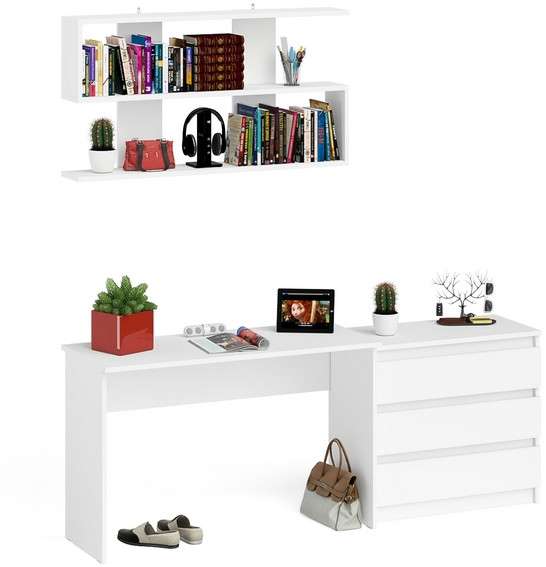 Мори письменный стол МСП1200.1 + Комод МК800.1 + Полка 1200, белый