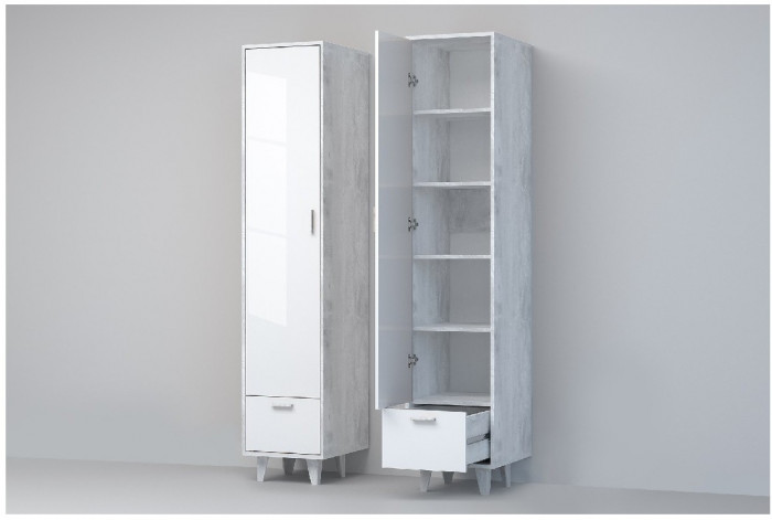 Эго Пенал П-1 НГ (Глянец Белый/Бетон Светлый)