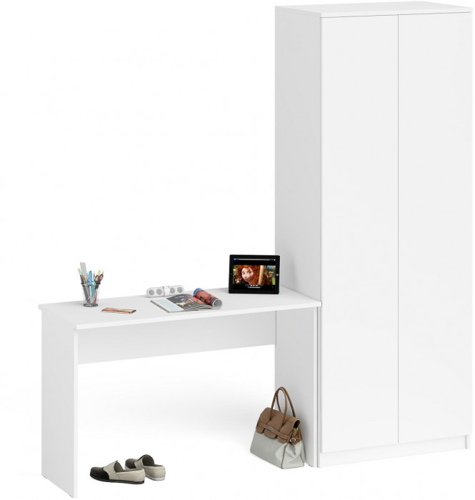 Мори Стол письменный МСП1200.1 + Шкаф МШ800.1, цвет белый, ШхГхВ 200,8х50,4х209,6 см., универсальная сборка