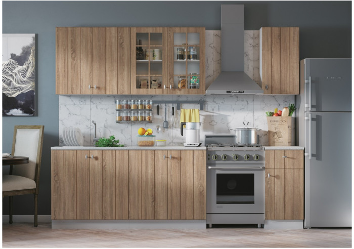 Кухня МДФ 2000 Техно-1, Белый/Сонома