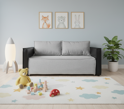 Диван-аккордеон Барон, 120х200, рогожка, серый