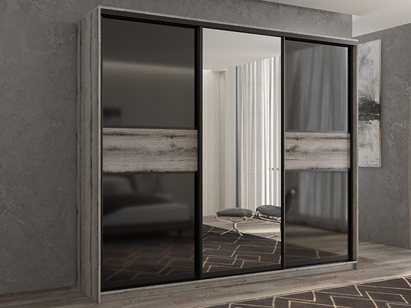 Шкаф-купе Кааппи 9 Эвок Окаменелый 230х45х230 см