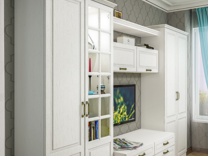 Ливерпуль Шкаф для одежды + карниз, цвет ясень ваниль/белый, ШхГхВ 100х41,4х220,3 см.(без учёта карниза), 108,2х43,5х223,5 см.(с карнизом)