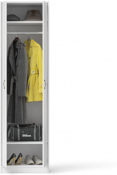 Прихожая П-6 Шкаф, цвет белая шагрень/фасады МДФ белое дерево фрезеровка ромб, ШхГхВ 60х50х210 см.