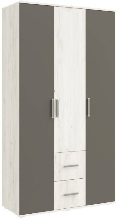 Фиеста NEW Шкаф трехдверный без зеркала (Крафт белый, Графит)