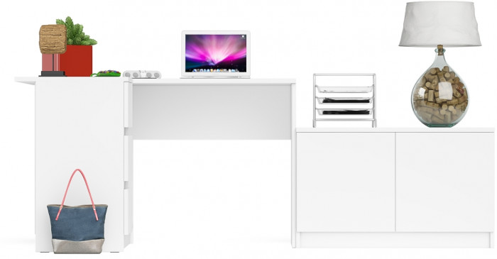 Мори компьютерный стол МС-16 левый + Тумба МА900.1, белый