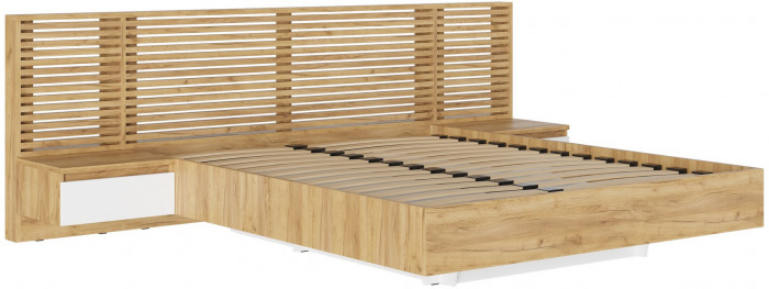 Модульная спальня Бостон МДФ 160 с ортопедом и ПМ, крафт золотой/белый глянец