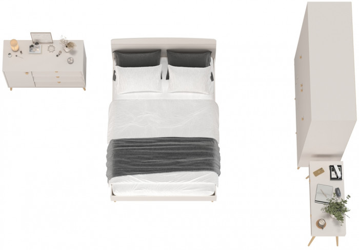 Афина Спальня 13-1400, цвет кашемир серый, сп.м. 1400х2000 мм., б/м, основание есть - фанера