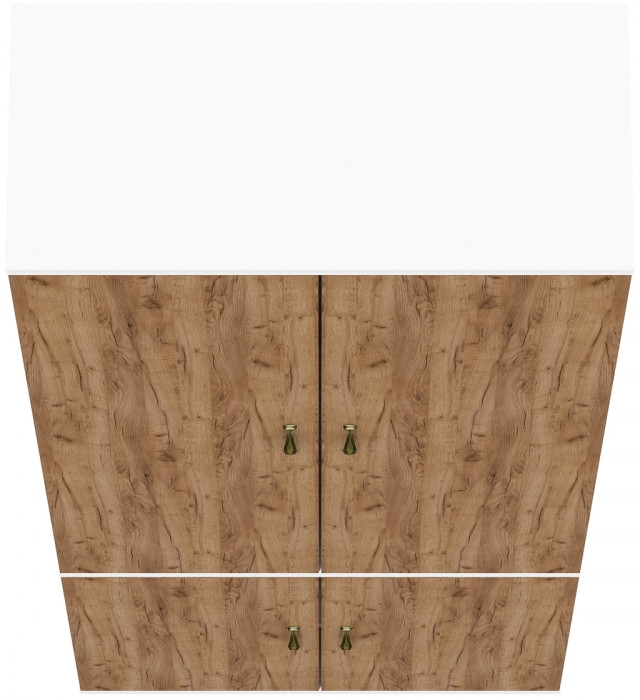 Лидер-8 Модуль Шкаф МД 20Б, цвет белый шагрень/крафт золото, ШхГхВ 80х37,5х190 см., НЕ ун. сборка, выдвижная штанга и три полки и широкая полка снизу