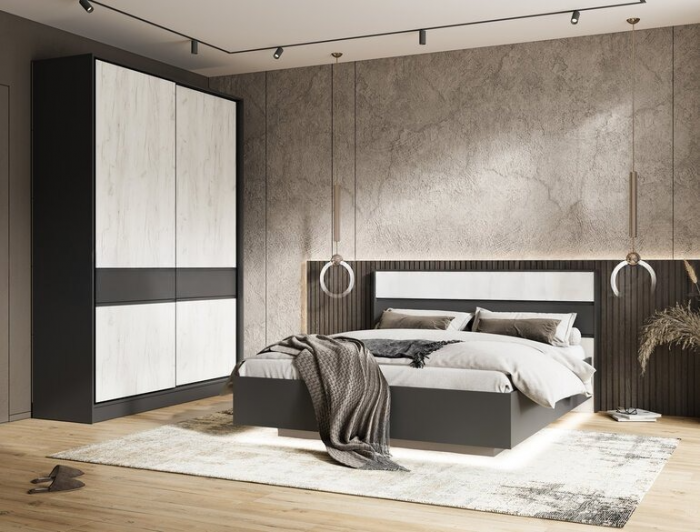 Спальня Роджина графит/дуб крафт белый