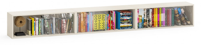 Три полки книжных С-МД-КН01, цвет дуб, ШхГхВ размер каждой полки в отдельности: 83х25х30 см., стеклянные дверцы