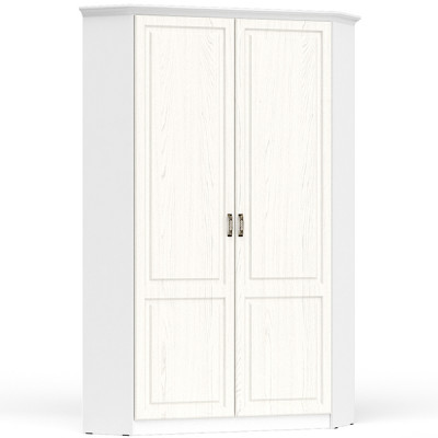 Ливерпуль Шкаф для одежды 13.124 с карнизом, цвет ясень ваниль/белый, ШхГхВ 109,9х109,9х223,5 см., боковина 300 мм., карниз в комплекте (угловой шкаф)