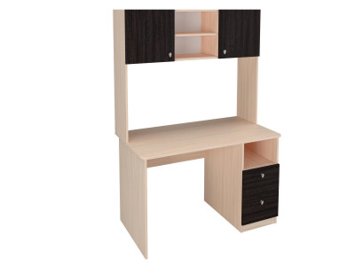 Стол письменный с надстройкой Дуб молочный/Венге