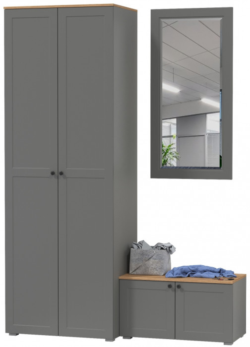 Остин Прихожая 18, цвет серый графит/дуб крафт золотой, ШхГхВ 160х54,3х229,6 см., универсальная сборка