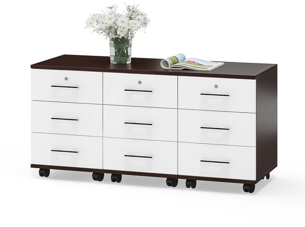 Три тумбы выкатных С-МД-3-02, венге/белый шагрень