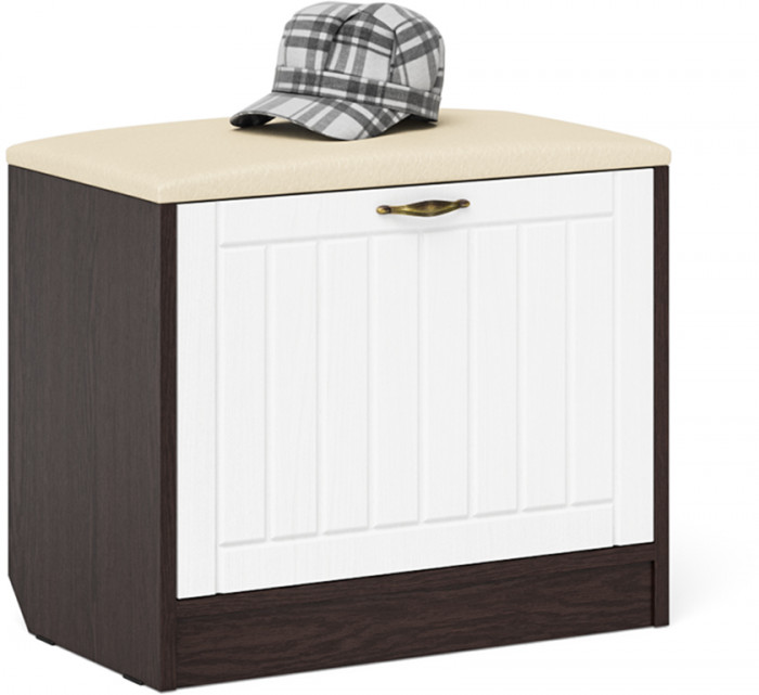 Прихожая П-6 Компоновка № 11, цвет венге/фасады МДФ белое дерево фрезеровка прованс, ШхГхВ 120х50х210 см., универсальная сборка